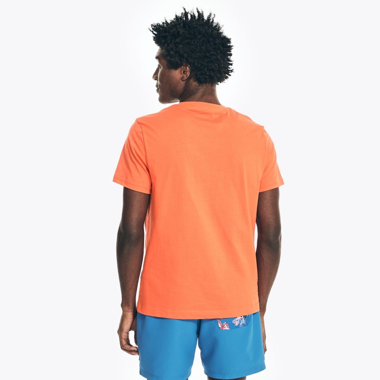 Nautica Solid V-neck T-shirts Heren Oranje | sHiC6sYu