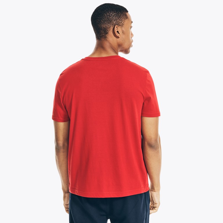 Nautica Solid V-neck T-shirts Heren Rood | ehNbwIbh