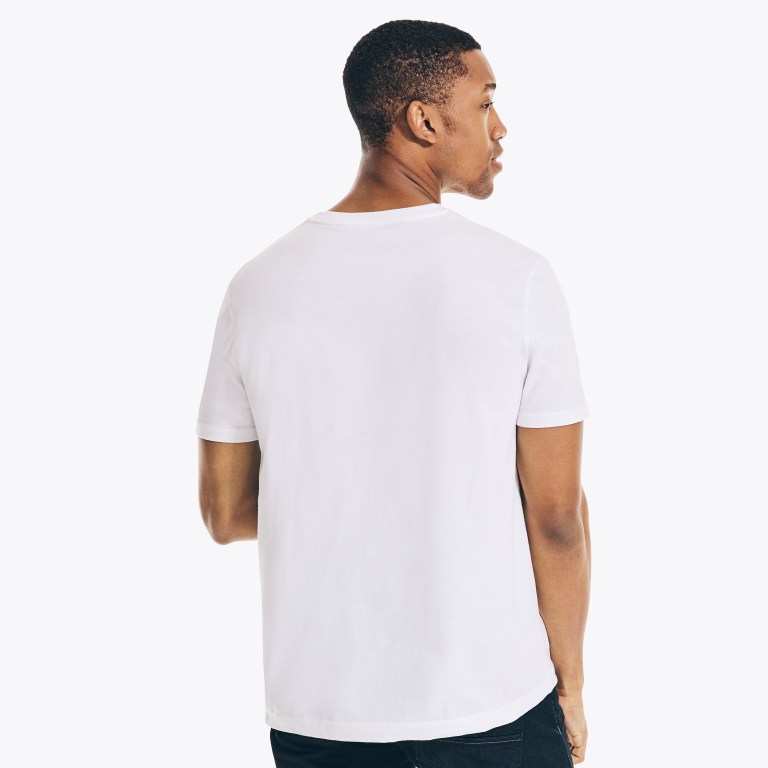 Nautica Solid V-neck T-shirts Heren Wit | Iv0X2ISo