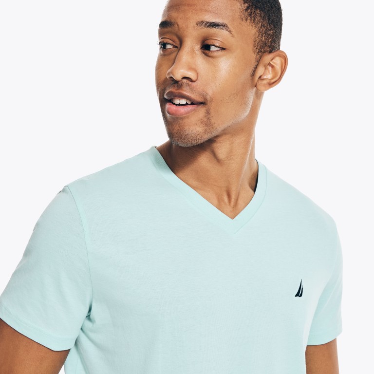 Nautica Solid V-neck T-shirts Heren Wit | cWcrhCSW