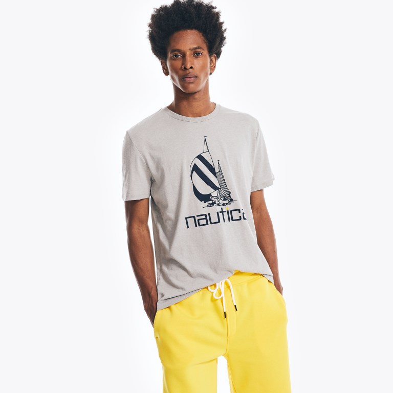 Nautica Spinnaker Grafische T-shirts Heren Grijs | JntvxXM7