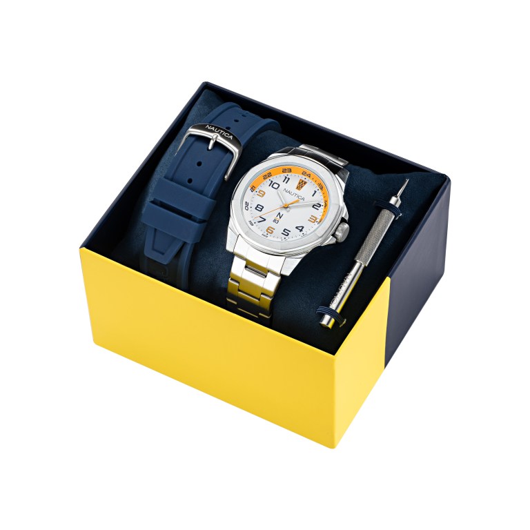 Nautica Stainless Steel And Siliconen Box Set Horloge Heren Gekleurd | WxteuyHE