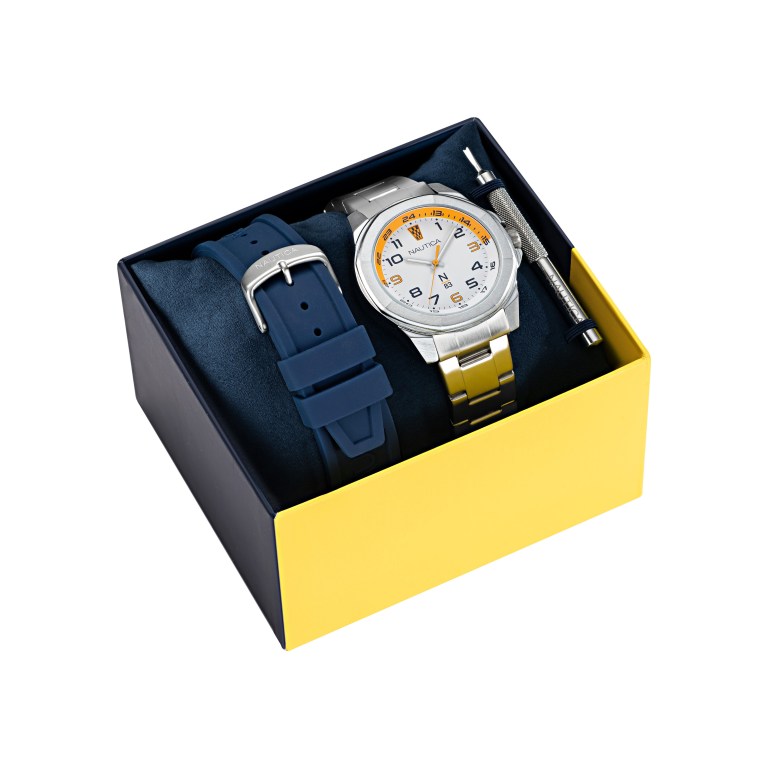 Nautica Stainless Steel And Siliconen Box Set Horloge Heren Gekleurd | WxteuyHE