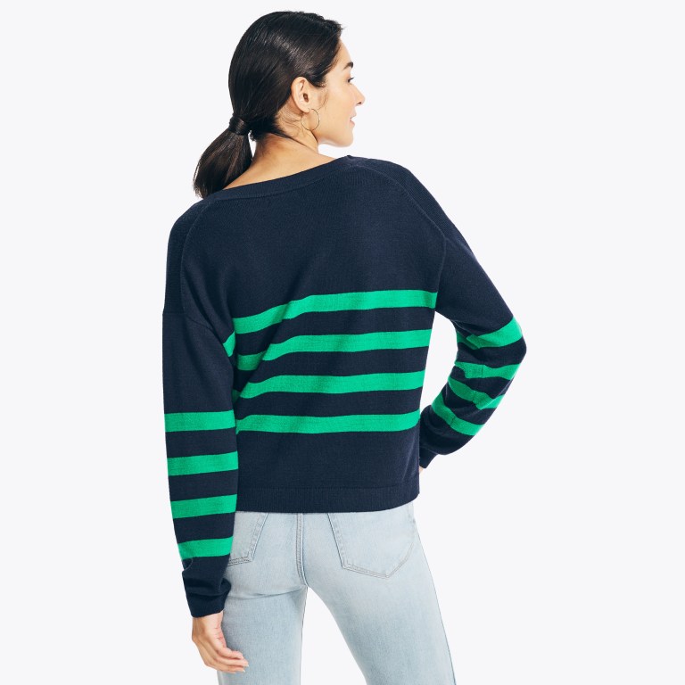 Nautica Striped Cardigan Truien Dames Blauw | kLUaRiZI