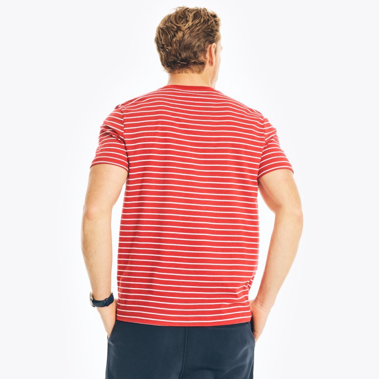 Nautica Striped Crewneck T-shirts Heren Rood | J3xhOszQ