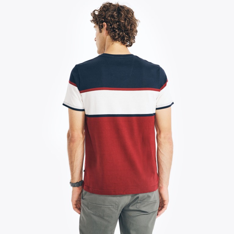 Nautica Striped Crewneck T-shirts Heren Donkerblauw | KyaRwPQu