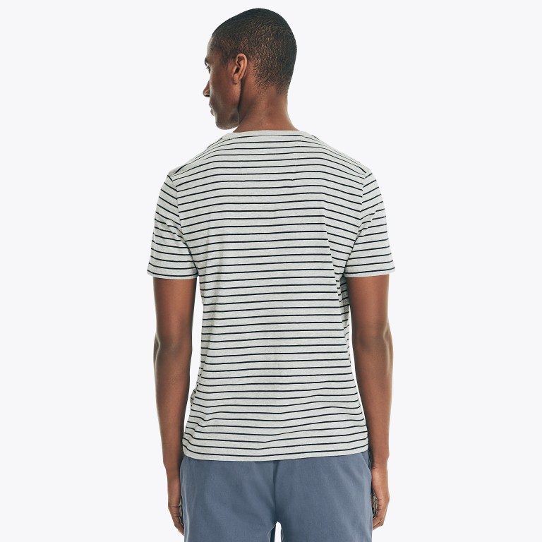 Nautica Striped Crewneck T-shirts Heren Grijs | jT8xpaRH