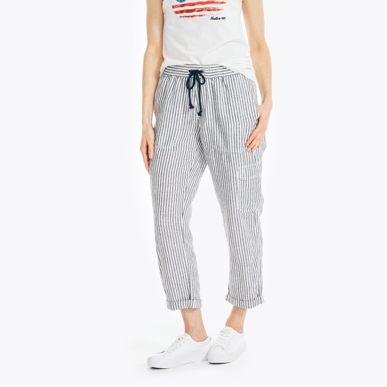 Nautica Striped Pull-on Broek Dames Blauw | oV9Ny5b4