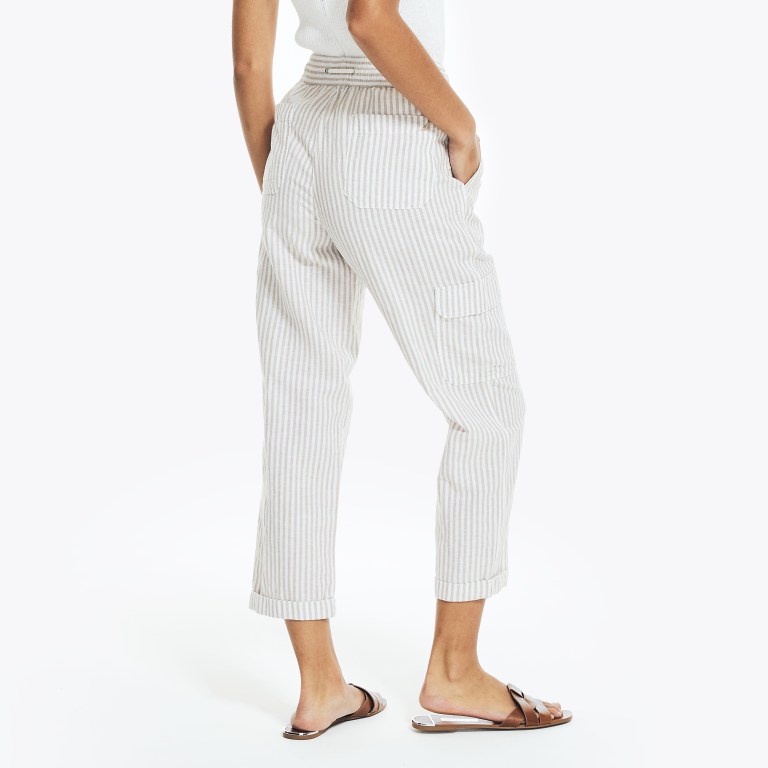 Nautica Striped Pull-on Broek Dames Bruin | xCtvMkpQ