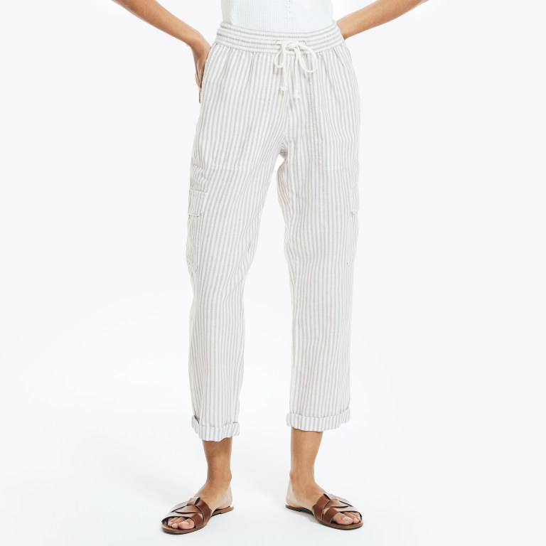 Nautica Striped Pull-on Broek Dames Bruin | xCtvMkpQ