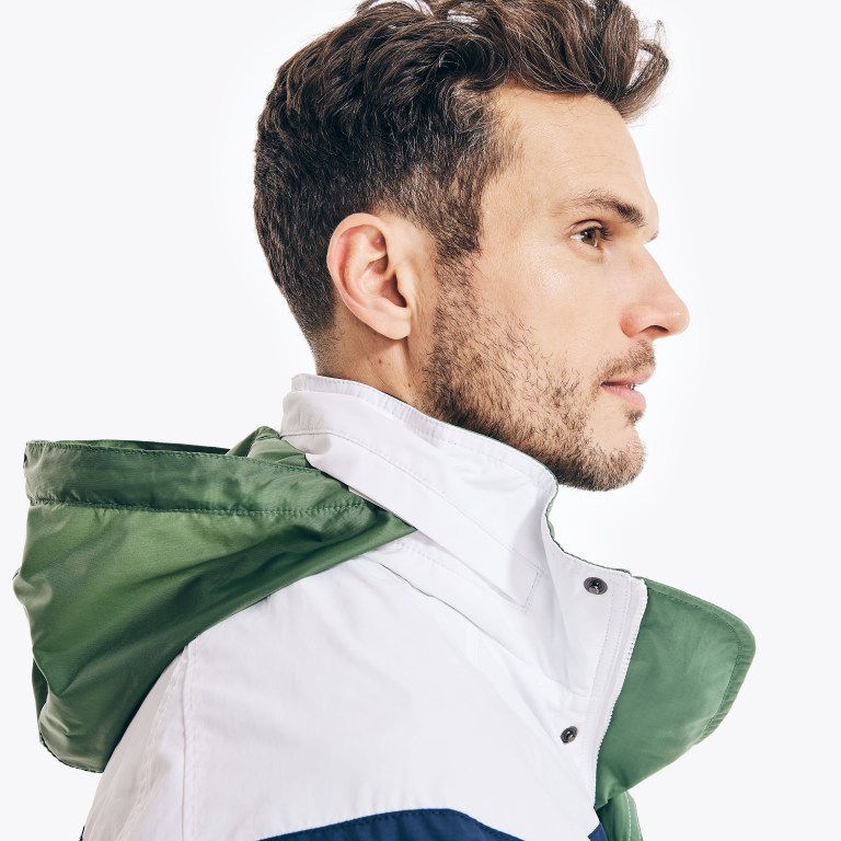 Nautica Striped Rainbreaker Bomber Jassen Heren Wit | A2eGmJ7k