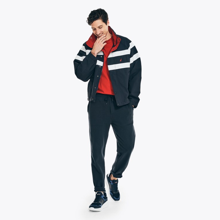 Nautica Striped Rainbreaker Bomber Jassen Heren Donkerblauw | YEiRrxCW