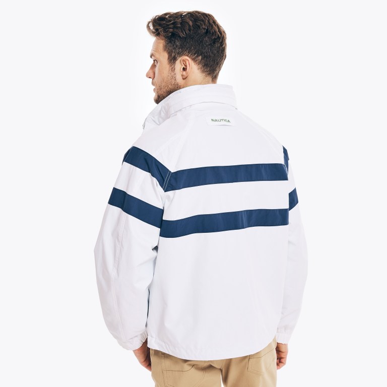 Nautica Striped Rainbreaker Bomber Jassen Heren Wit | jfZeauMz