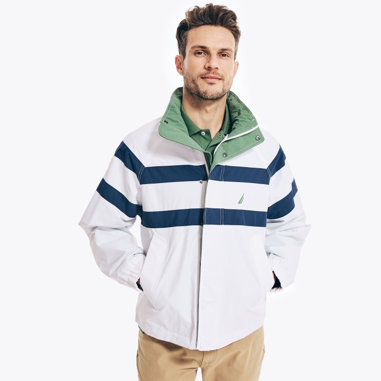 Nautica Striped Rainbreaker Bomber Jassen Heren Wit | jfZeauMz