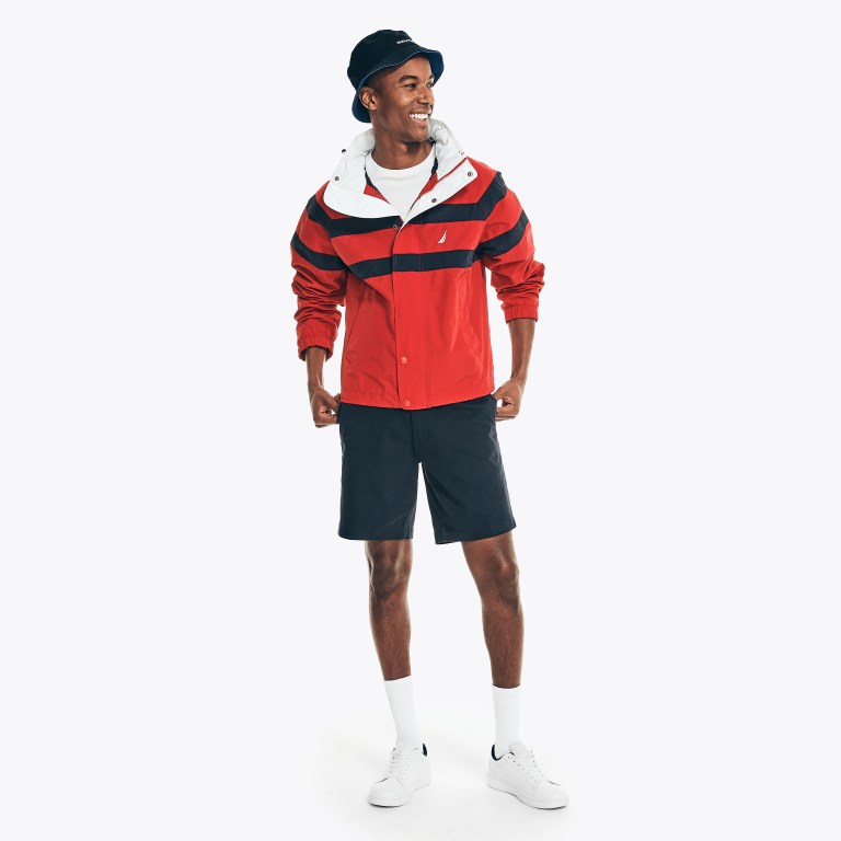 Nautica Striped Rainbreaker Bomber Jassen Heren Rood | nudHwjfE