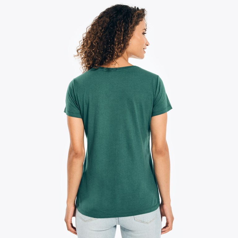 Nautica Studded Logo Crewneck T-shirts Dames Groen | OASmUi4s