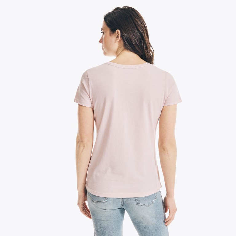 Nautica Studded Logo Crewneck T-shirts Dames Roze | VWdKp9D5