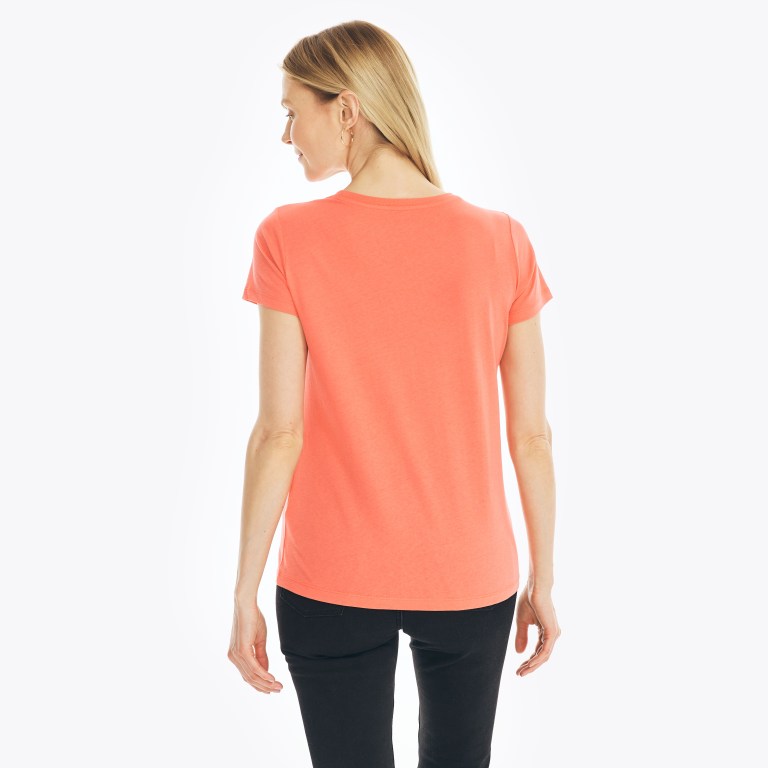 Nautica Studded Logo Crewneck T-shirts Dames Oranje | rZKjrV9x