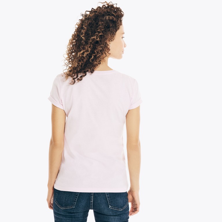 Nautica Studded Logo V-neck T-shirts Dames Roze | twZxOmid