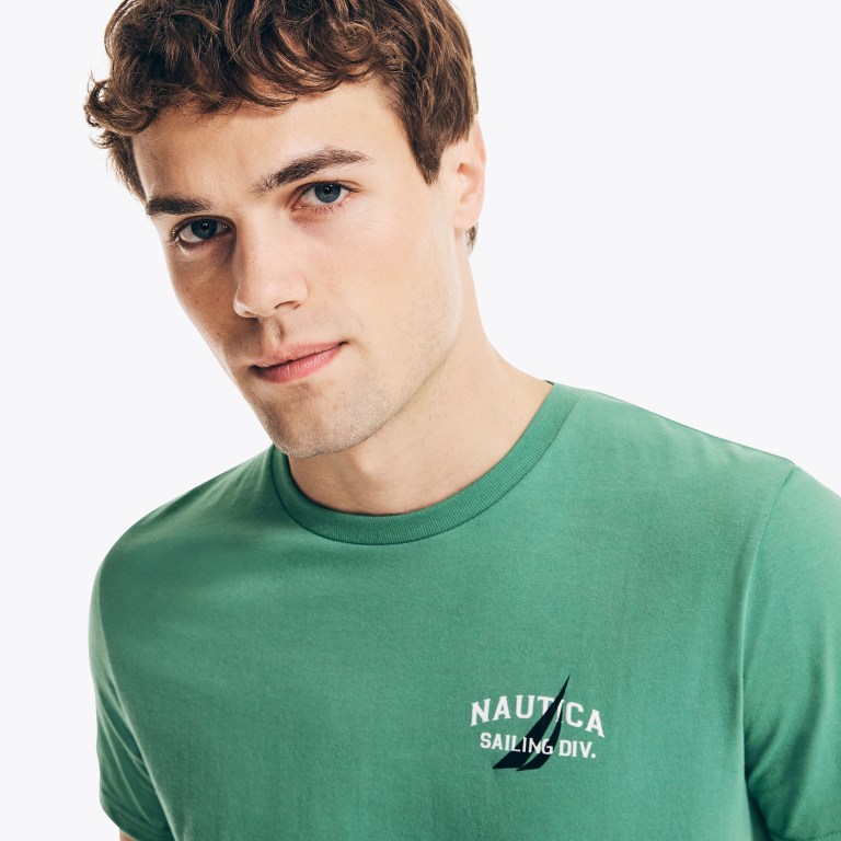 Nautica Sustainably Crafted Anchor Grafische T-shirts Heren Groen | bRZpYNZT