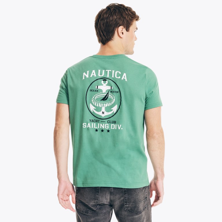 Nautica Sustainably Crafted Anchor Grafische T-shirts Heren Groen | bRZpYNZT