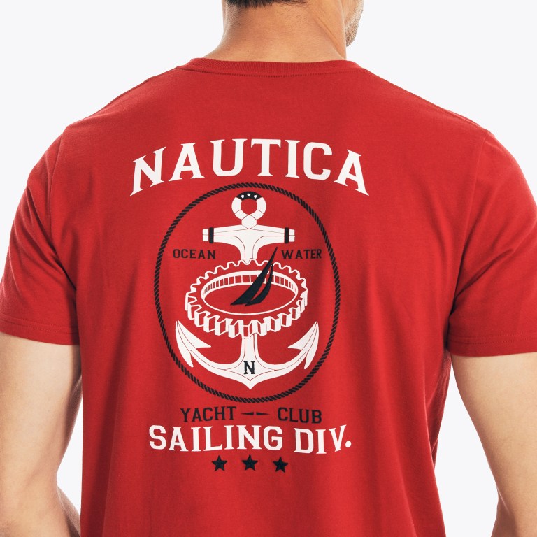 Nautica Sustainably Crafted Anchor Grafische T-shirts Heren Rood | t58ggH2a