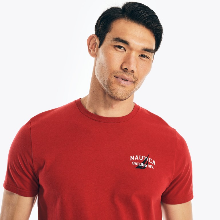 Nautica Sustainably Crafted Anchor Grafische T-shirts Heren Rood | t58ggH2a