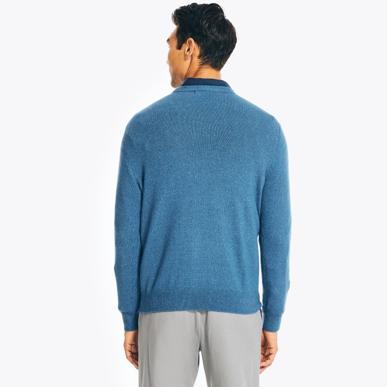 Nautica Sustainably Crafted Crewneck Truien Heren Blauw | 8jdYXv6y