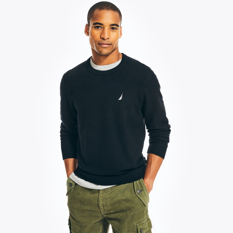 Nautica Sustainably Crafted Crewneck Truien Heren Zwart | AxDcOu65