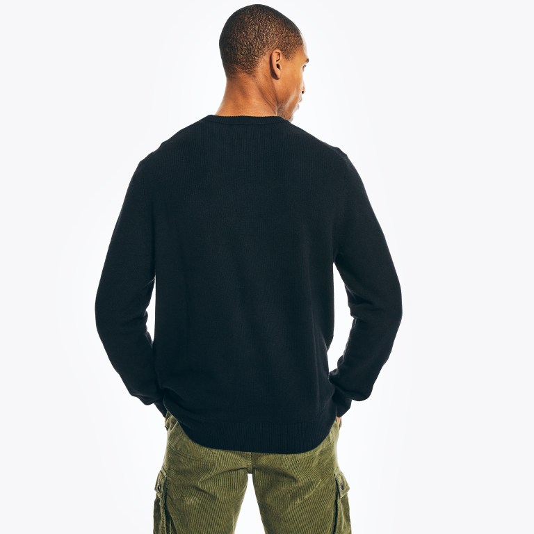 Nautica Sustainably Crafted Crewneck Truien Heren Zwart | AxDcOu65