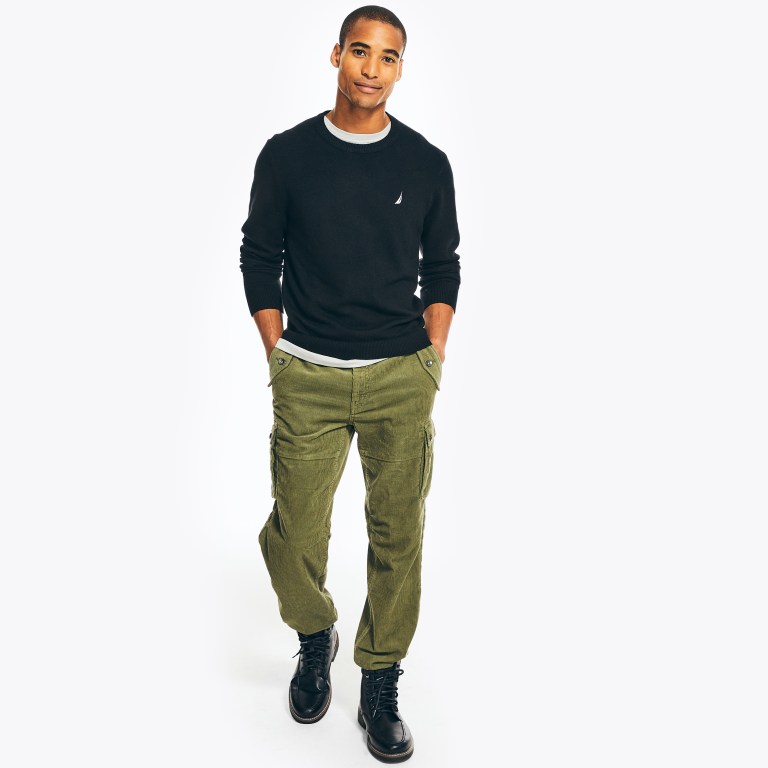 Nautica Sustainably Crafted Crewneck Truien Heren Zwart | AxDcOu65