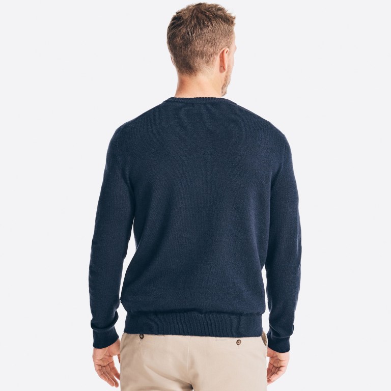 Nautica Sustainably Crafted Crewneck Truien Heren Donkerblauw | HXk1T2sU