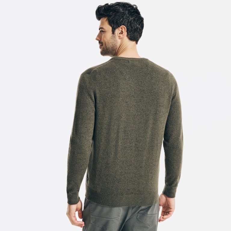 Nautica Sustainably Crafted Crewneck Truien Heren Olijfgroen | IO7bH2QW