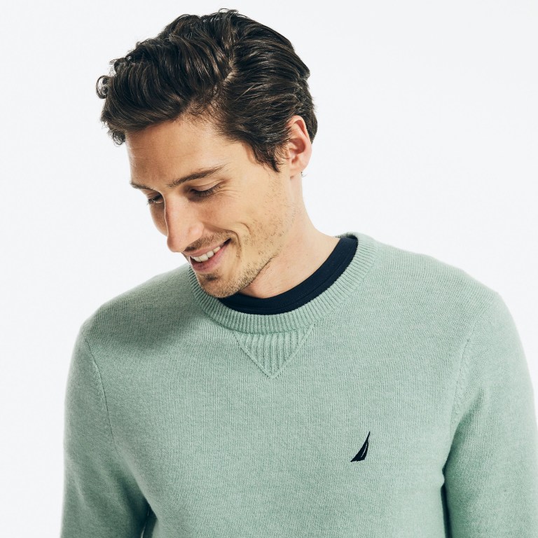 Nautica Sustainably Crafted Crewneck Truien Heren Groen | b2bFQ0kB