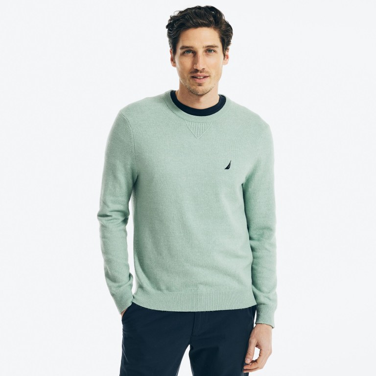 Nautica Sustainably Crafted Crewneck Truien Heren Groen | b2bFQ0kB