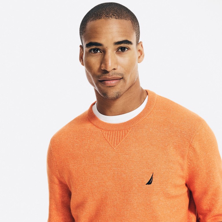 Nautica Sustainably Crafted Crewneck Truien Heren Oranje | b4JY2S9E