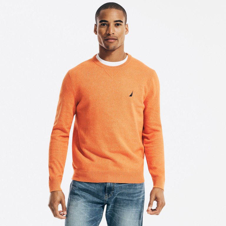 Nautica Sustainably Crafted Crewneck Truien Heren Oranje | b4JY2S9E