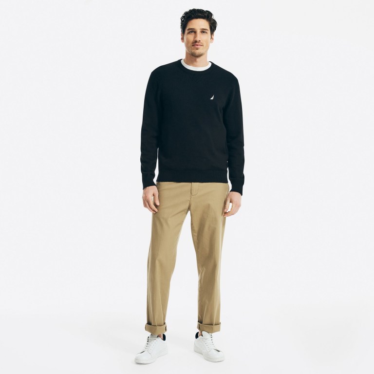 Nautica Sustainably Crafted Crewneck Truien Heren Zwart | cIcsOmVf