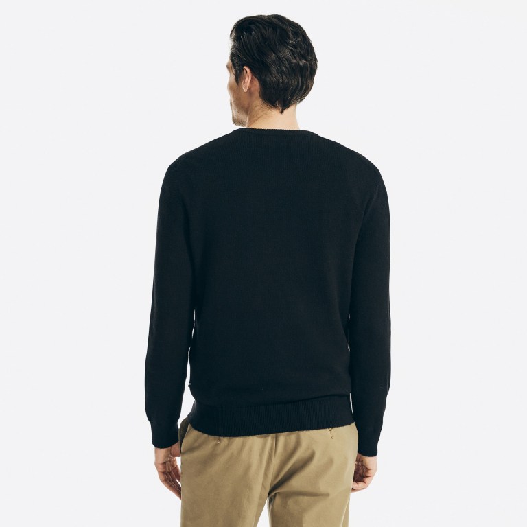 Nautica Sustainably Crafted Crewneck Truien Heren Zwart | cIcsOmVf