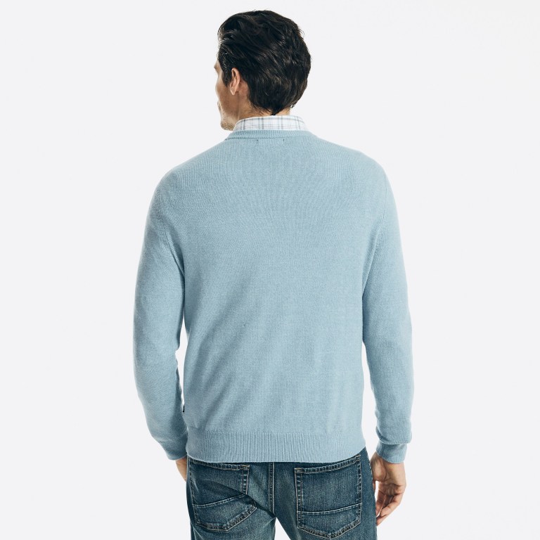 Nautica Sustainably Crafted Crewneck Truien Heren Blauw | h70JONYH