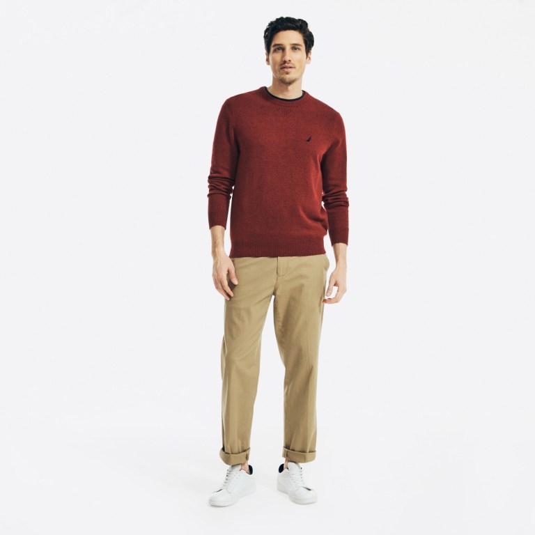 Nautica Sustainably Crafted Crewneck Truien Heren Rood | sUSVC4Tg