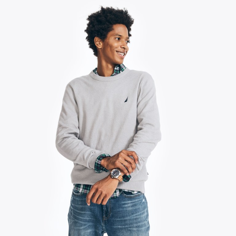 Nautica Sustainably Crafted Crewneck Truien Heren Grijs | zCt8nwVb