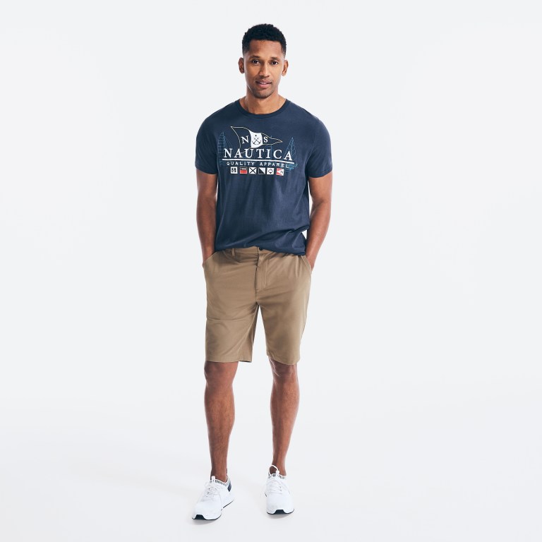 Nautica Sustainably Crafted Flags Grafische T-shirts Heren Donkerblauw | BUgc4k6j