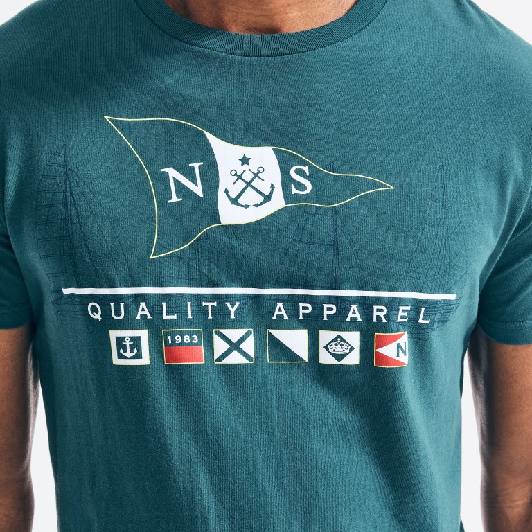 Nautica Sustainably Crafted Flags Grafische T-shirts Heren Gekleurd | IoHzW8MG