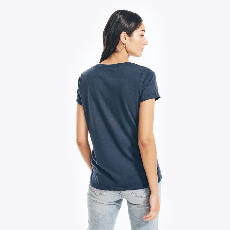 Nautica Sustainably Crafted Foil J-class Grafische T-shirts Dames Blauw | ru2EKkq2