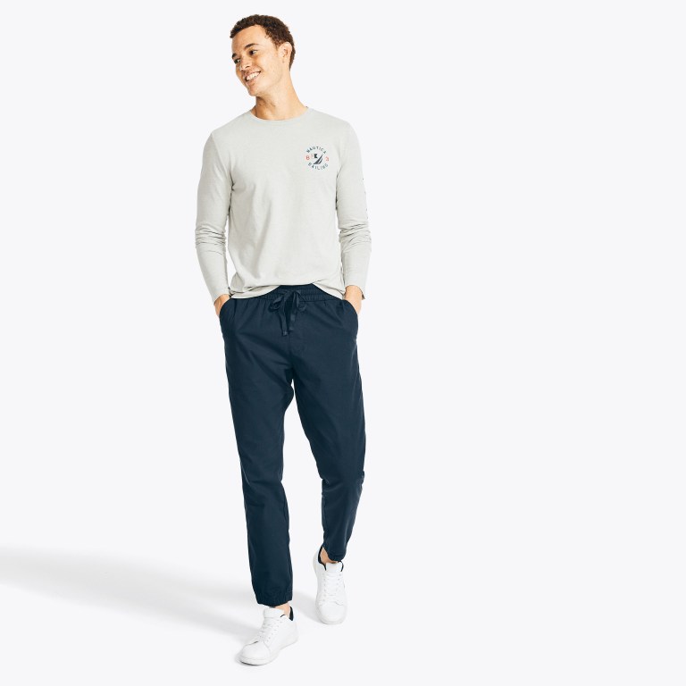 Nautica Sustainably Crafted Grafische Long-sleeve T-shirts Heren Grijs | sM4RaHuF