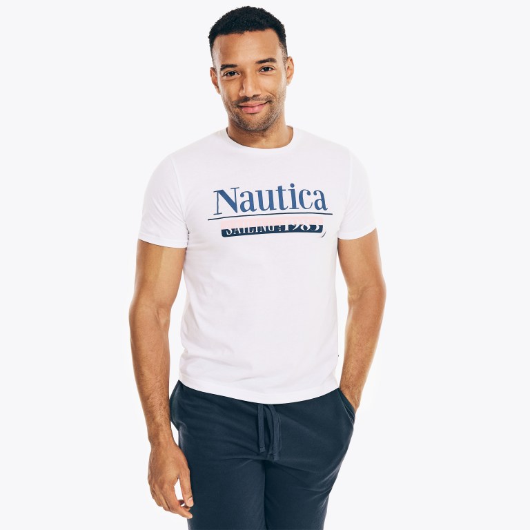 Nautica Sustainably Crafted Grafische T-shirts Heren Wit | hy6u2485