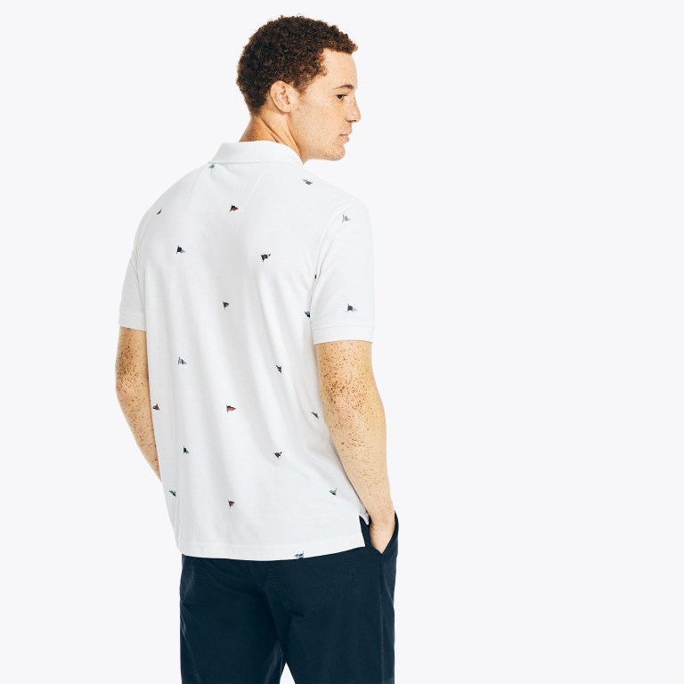 Nautica Sustainably Crafted Klassieke Fit Printed Deck Poloshirt Heren Wit | 6zbbu4k8