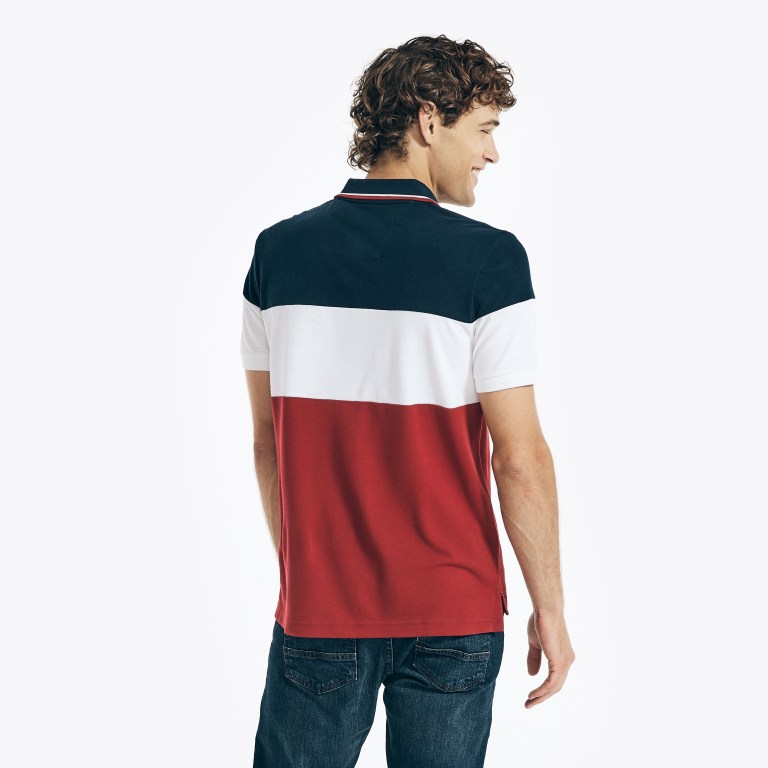 Nautica Sustainably Crafted Klassieke Fit Colorblock Deck Poloshirt Heren Donkerblauw | IE2ikSfp