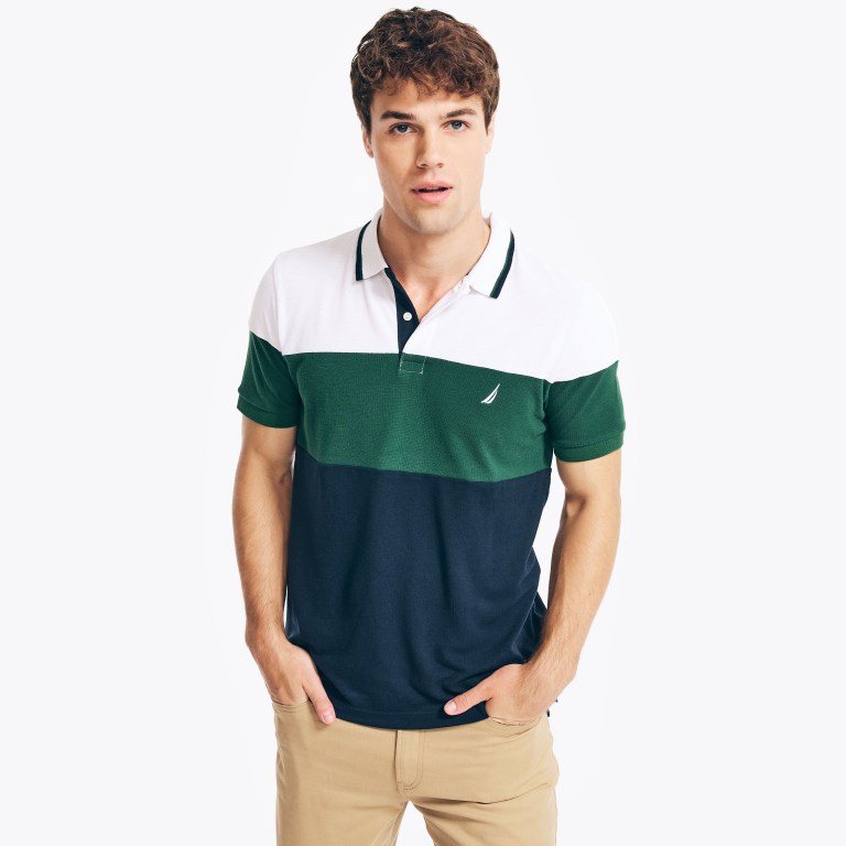 Nautica Sustainably Crafted Klassieke Fit Colorblock Deck Poloshirt Heren Wit | oxKFo4b8